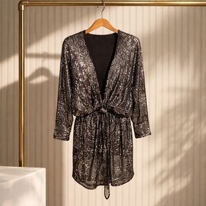 Ramy Brook Black Sequin Cocktail Dress Size XL